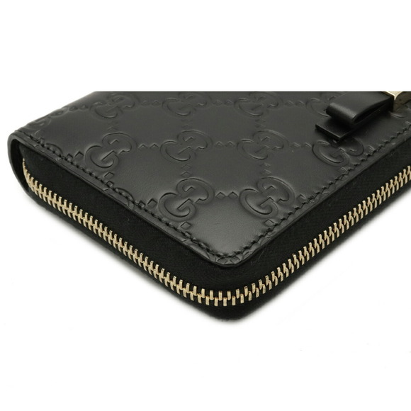 Gucci Guccisima Ribbon Motif Zippy Wallet Leather Black - Picture 3 of 9